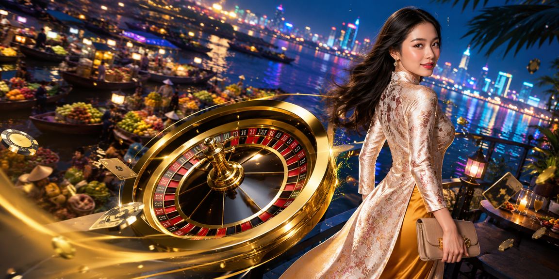 Người phụ nữ mặc áo dài tại vùng Mekong tham gia Roulette trực tuyến với voucher casino